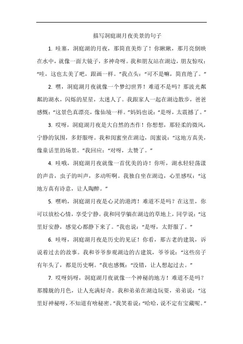 描写洞庭湖月夜美景的句子