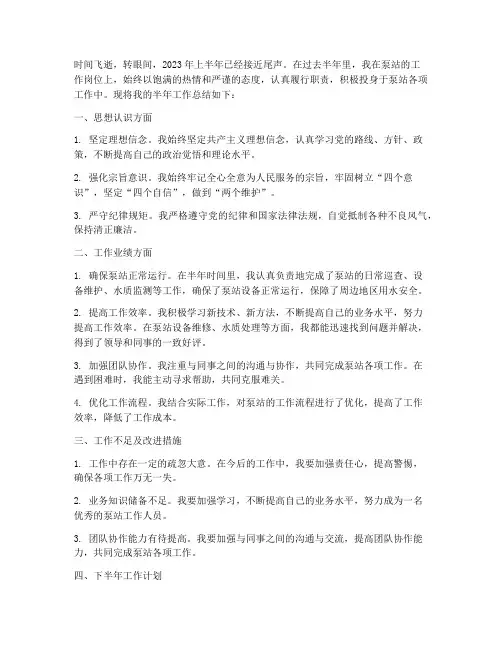 泵站半年工作总结个人