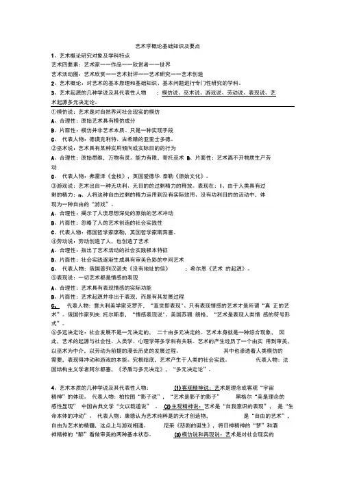 艺术学概论基础知识及要点