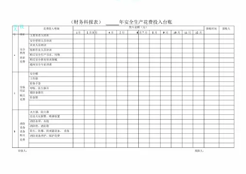 安全生产费用投入台账(模版报表)