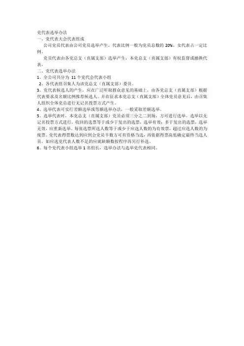 党代表选举办法