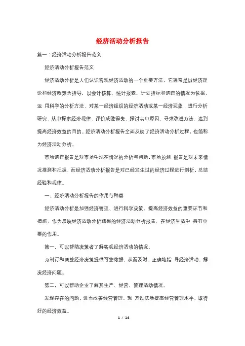 经济活动分析报告