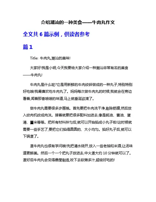 介绍潮汕的一种美食——牛肉丸作文