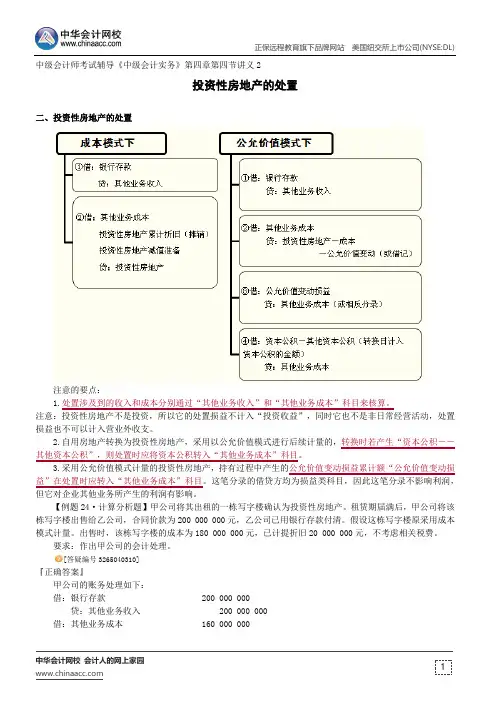 投资性房地产的处置--中级会计师考试辅导《中级会计实务》第四章第四节讲义2