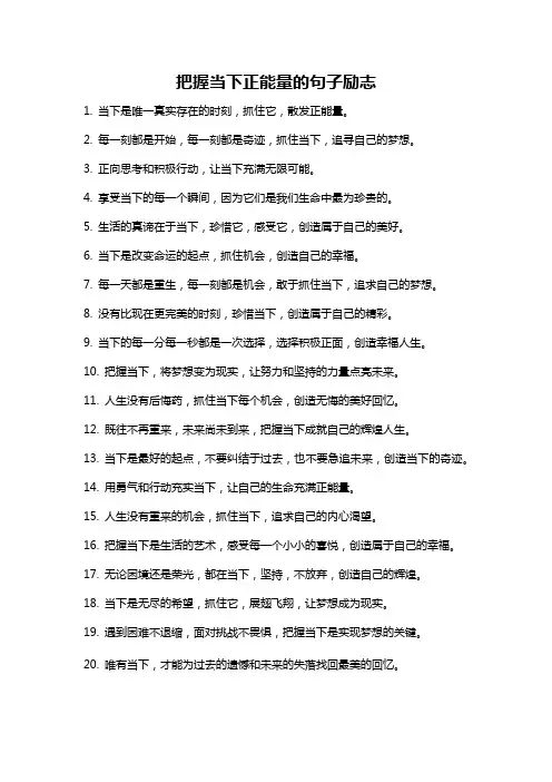 把握当下正能量的句子励志