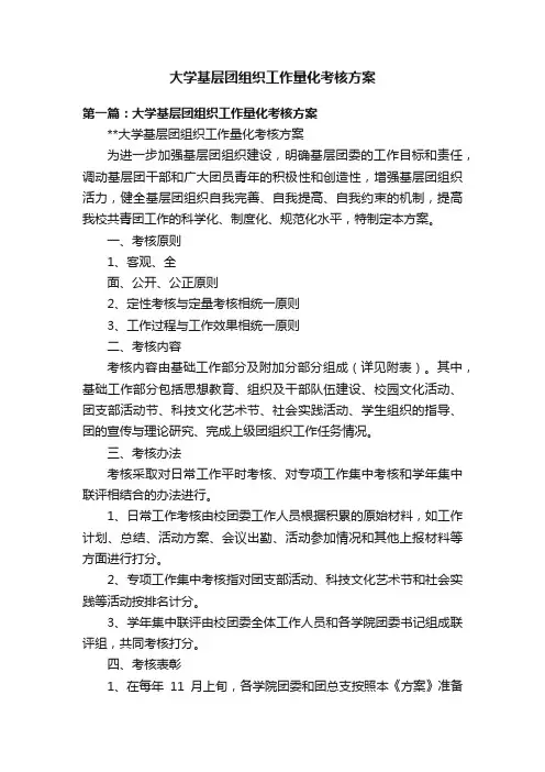 大学基层团组织工作量化考核方案