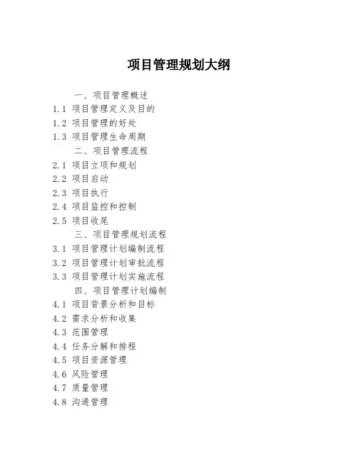 项目管理规划大纲
