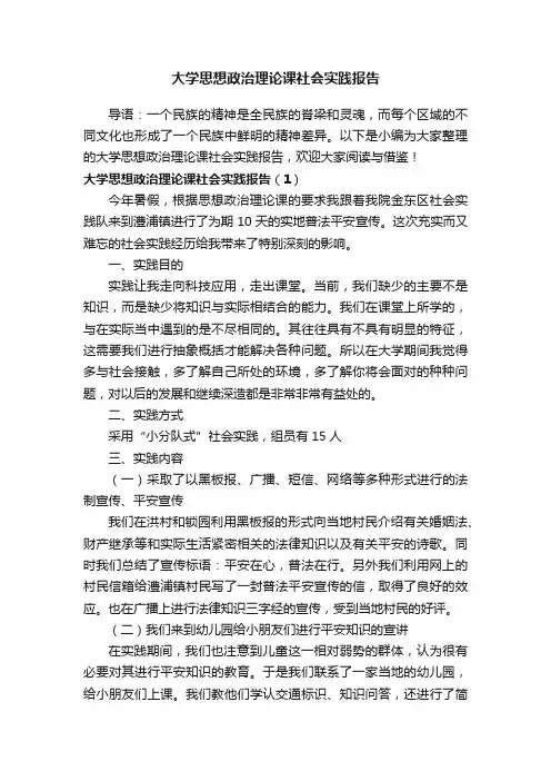 大学思想政治理论课社会实践报告