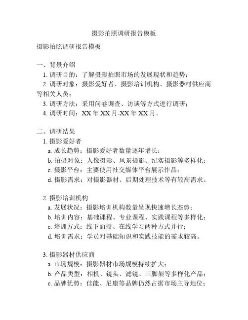 摄影拍照调研报告模板