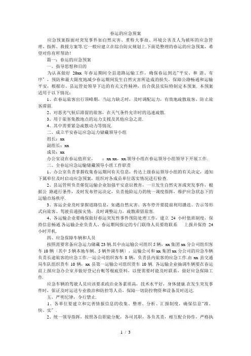 春运的应急预案
