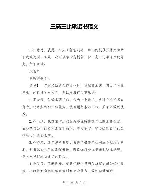 三亮三比承诺书范文