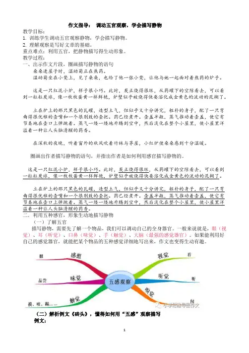 五感观察描写静物  教案
