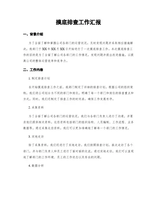 摸底排查工作汇报