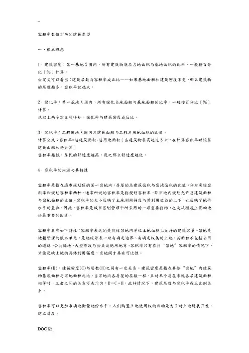 容积率数值对应的建筑类型