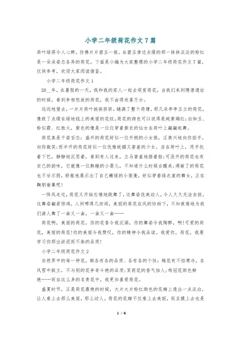小学二年级荷花作文7篇