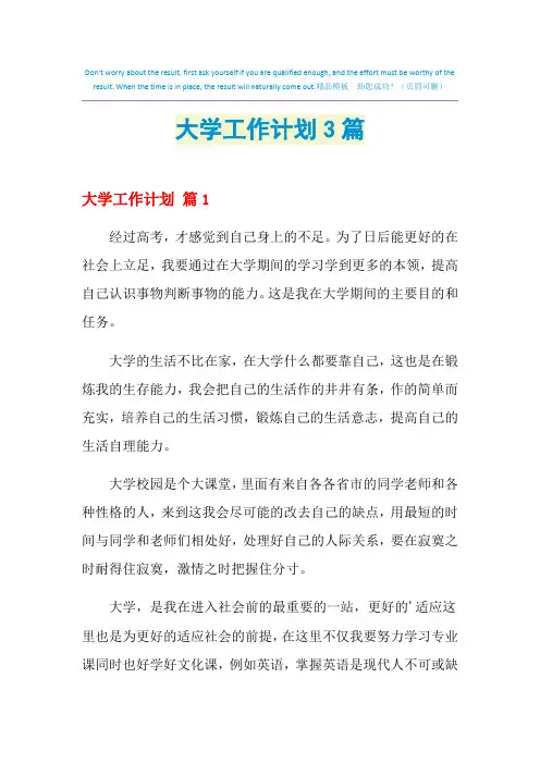 2021年大学工作计划3篇