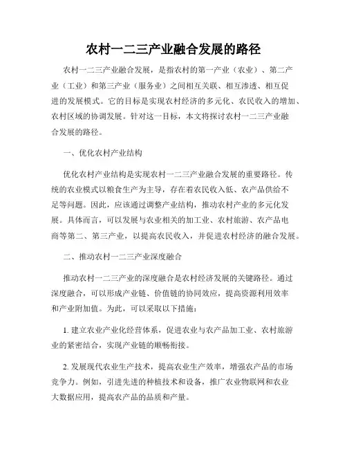 农村一二三产业融合发展的路径