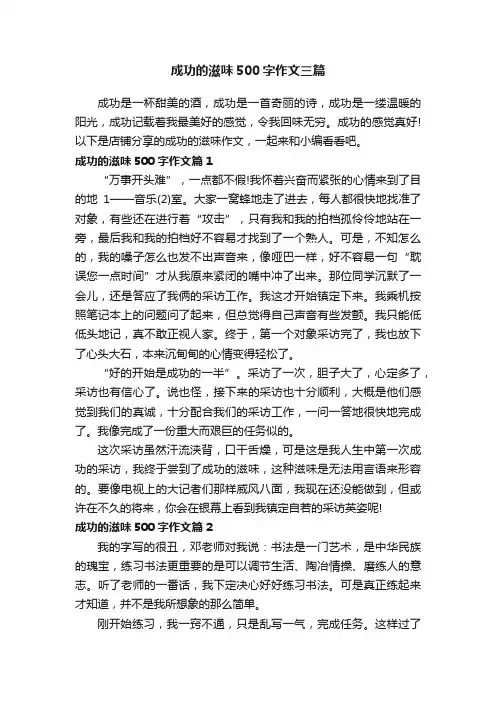 成功的滋味500字作文三篇