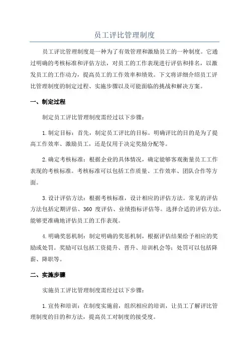 员工评比管理制度