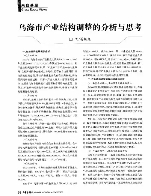 乌海市产业结构调整的分析与思考