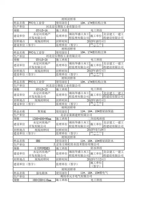材料封样单