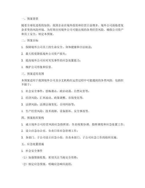 境外公司经营风险应急预案