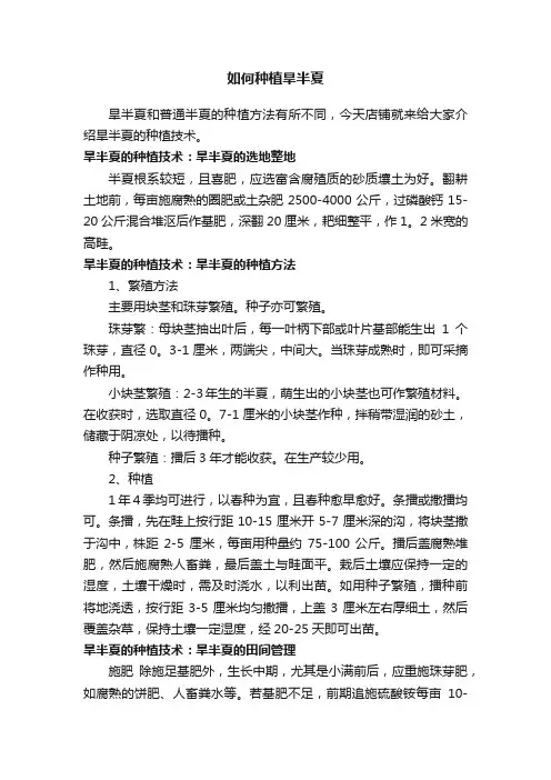 如何种植旱半夏