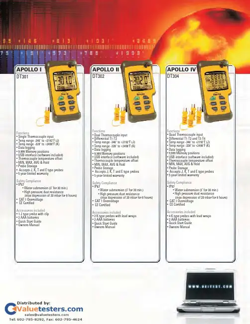 雅能巾安全气温数计 DT301-302型号手册说明书