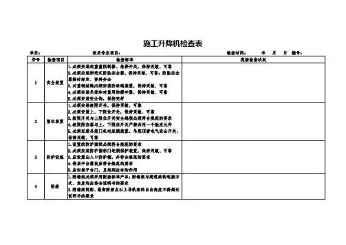 施工升降机检查表