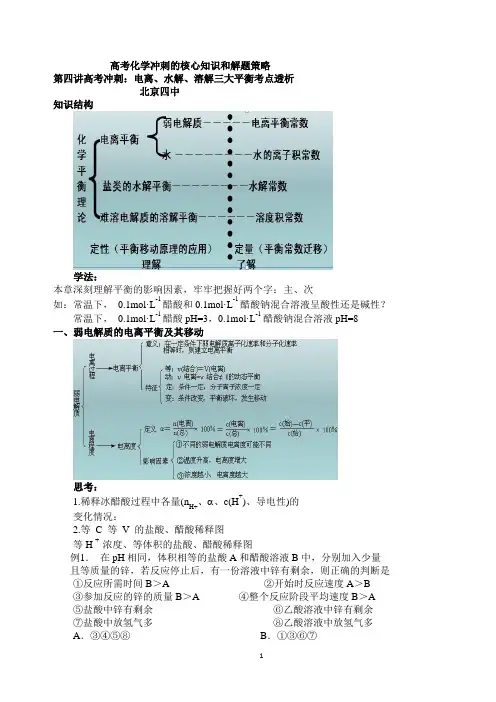 电离、水解、溶解三大平衡的核心知识和解题策略