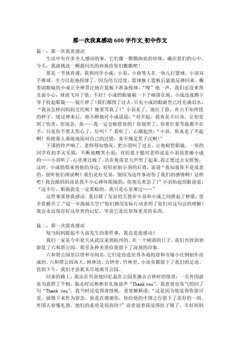 那一次我真感动600字作文_初中作文