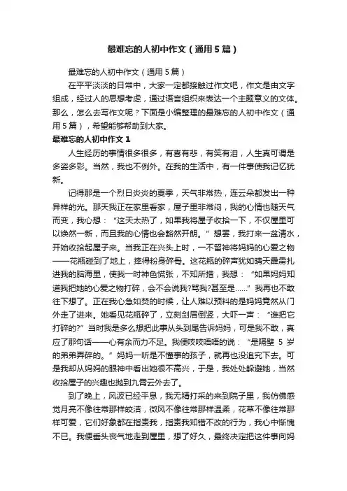 最难忘的人初中作文（通用5篇）