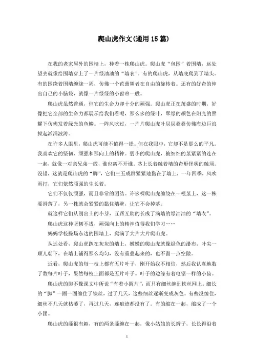 爬山虎作文(通用15篇)范文精选