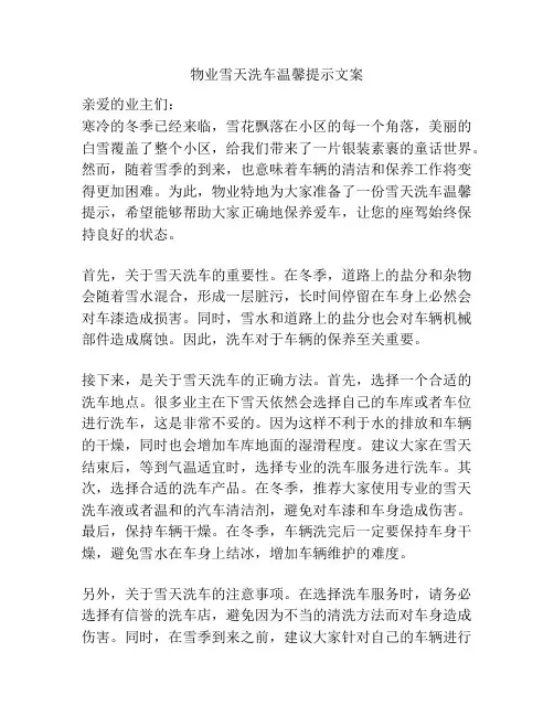 物业雪天洗车温馨提示文案