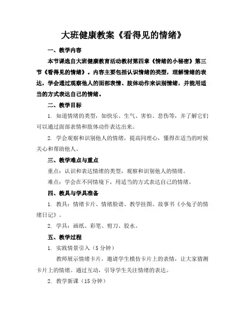 大班健康教案《看得见的情绪》