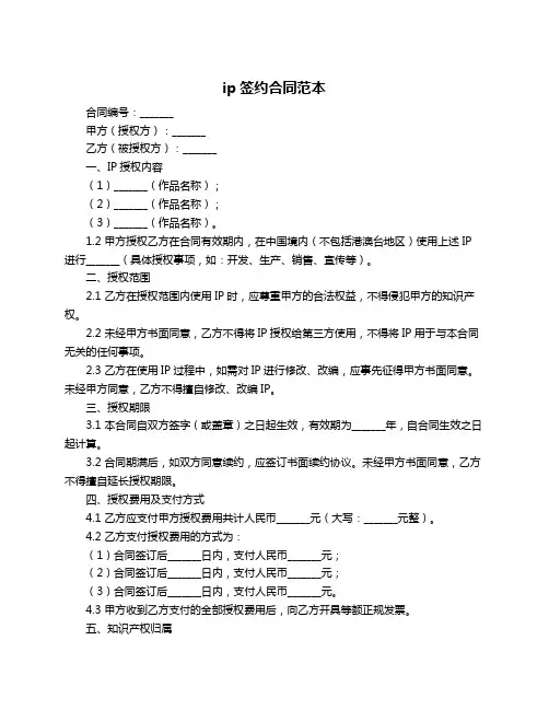 ip签约合同范本