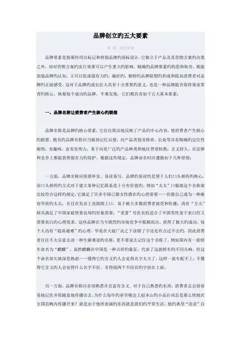 品牌创立的五大要素