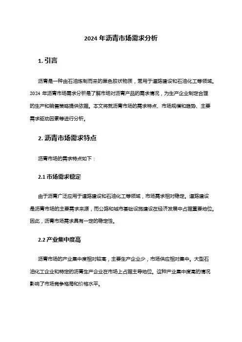 2024年沥青市场需求分析