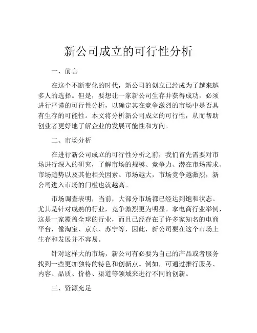 新公司成立的可行性分析