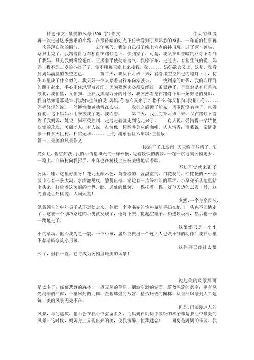 最美的风景(600字)作文