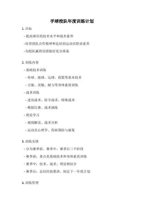 手球校队年度训练计划