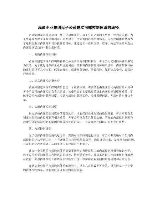 浅谈企业集团母子公司建立内部控制体系的途径