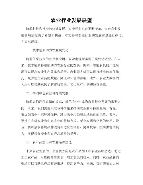 农业行业发展展望