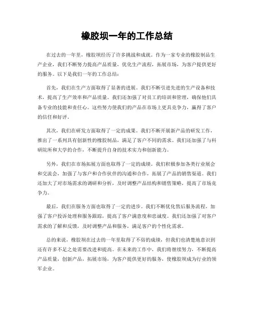 橡胶坝一年的工作总结