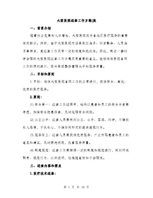 大型医院巡查工作方案(度（二篇）