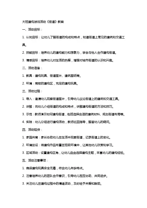 大班建构游戏活动《街道》教案