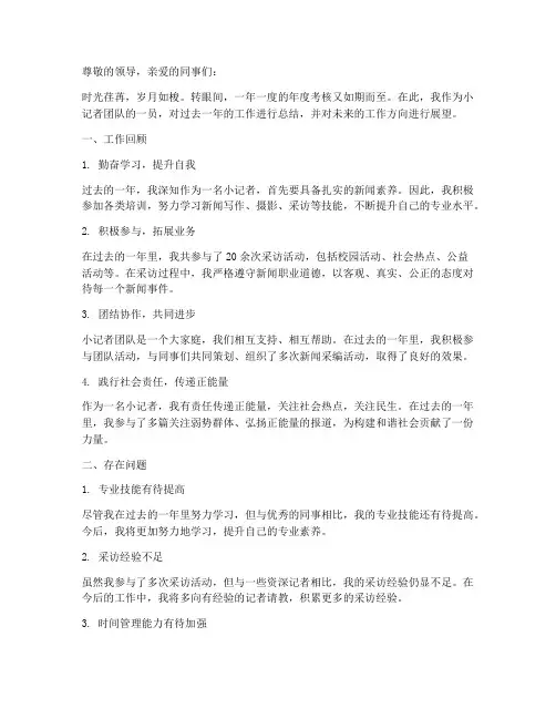 小记者年度考核总结范文