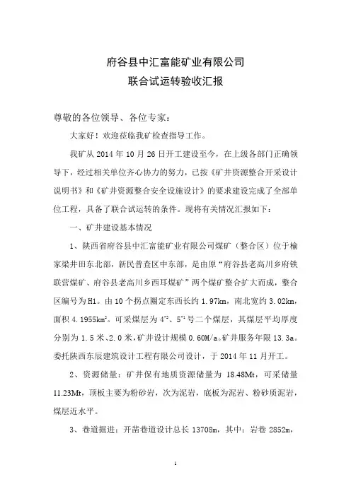 联合试运转汇报详细稿 