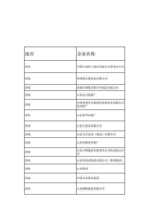 山东大型企业汇总及联系方式