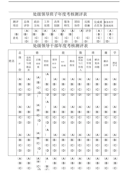 处级领导班子年度考核测评表.doc